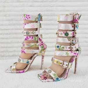 Floral Strappy Heels
